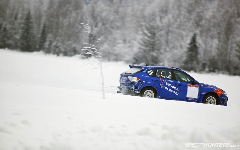 Subaru rally car in snow