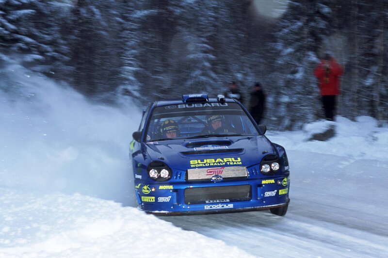 Subaru rally car in snow