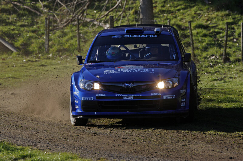 Subaru rally car on dirt road