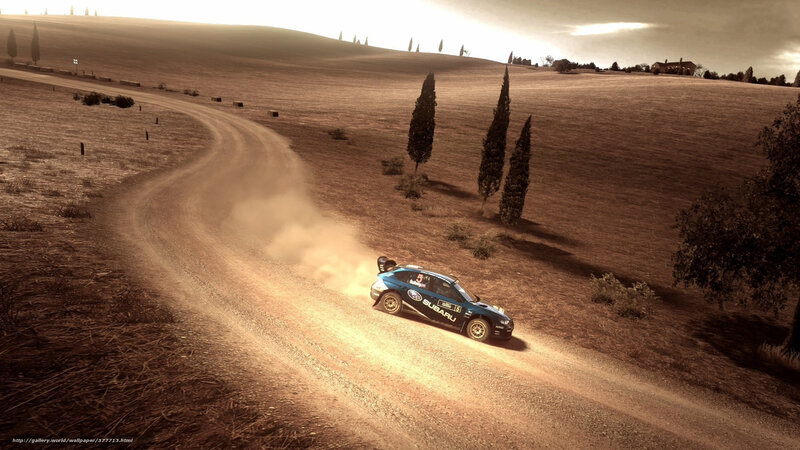 Subaru rally car on dirt road