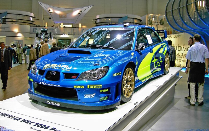 Subaru rally car on display