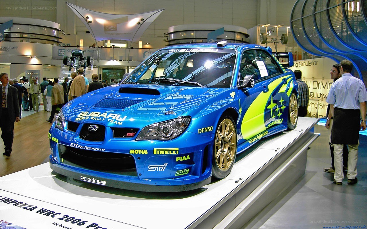 Subaru rally car on display