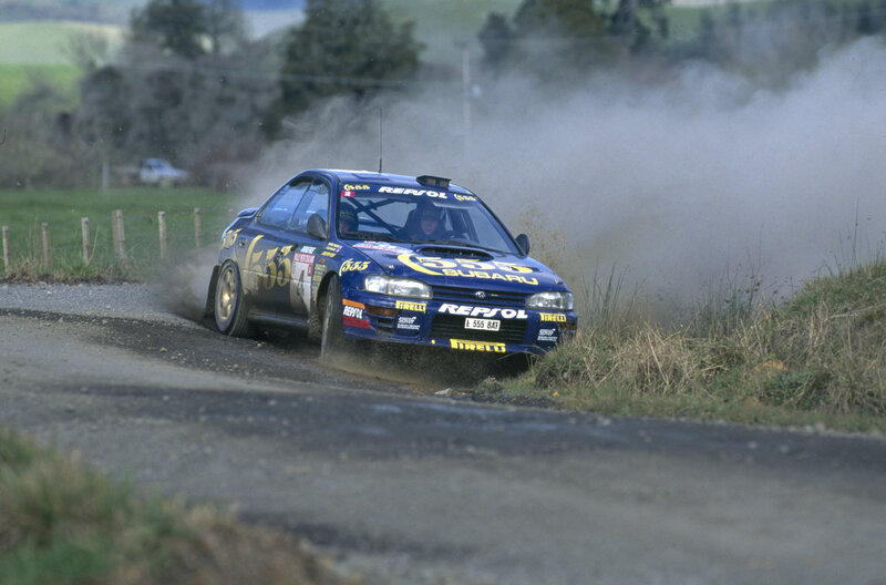 Subaru rally car on gravel