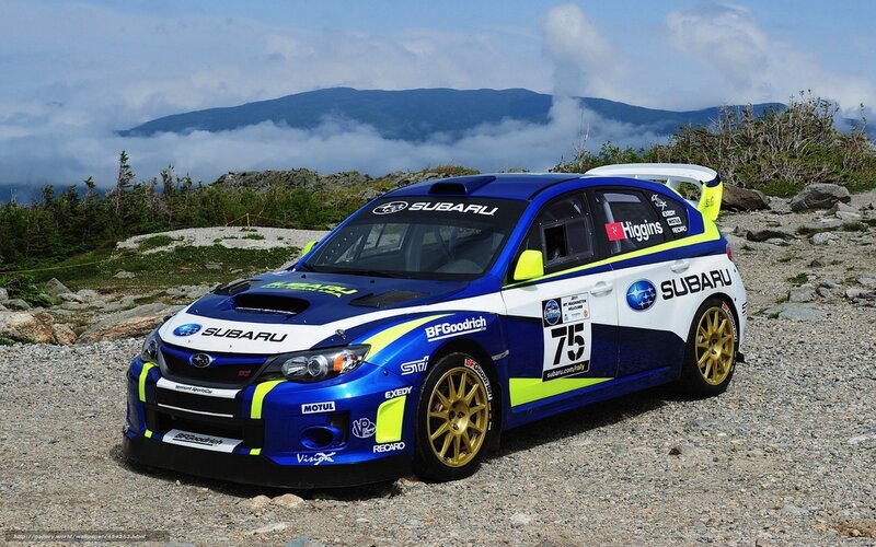 Subaru rally car on mountain