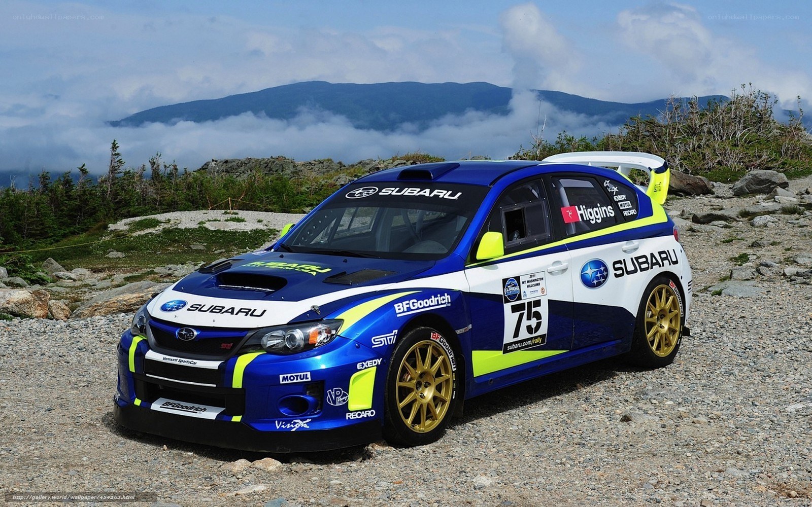 Subaru rally car on mountain