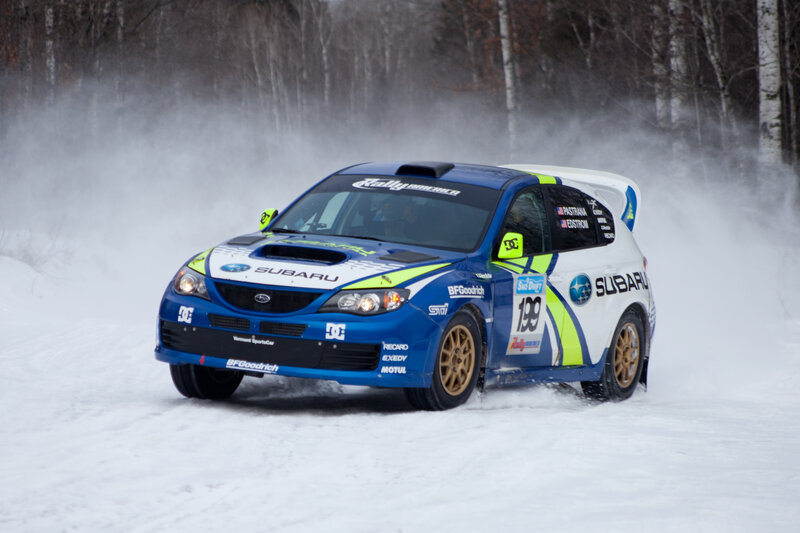 Subaru rally car on snow