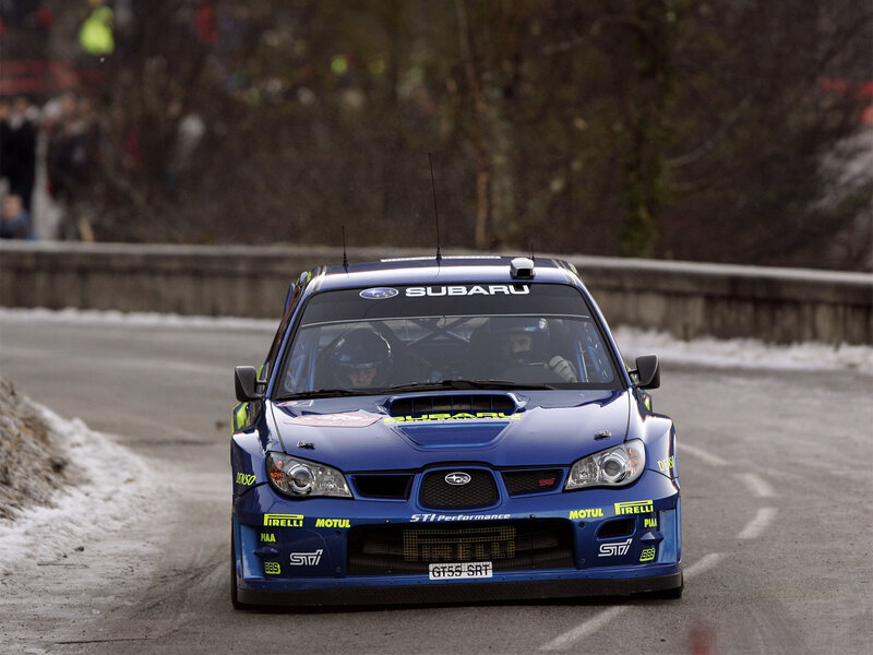 Subaru rally car on snowy road