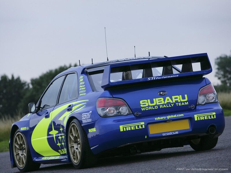 Subaru rally car on track