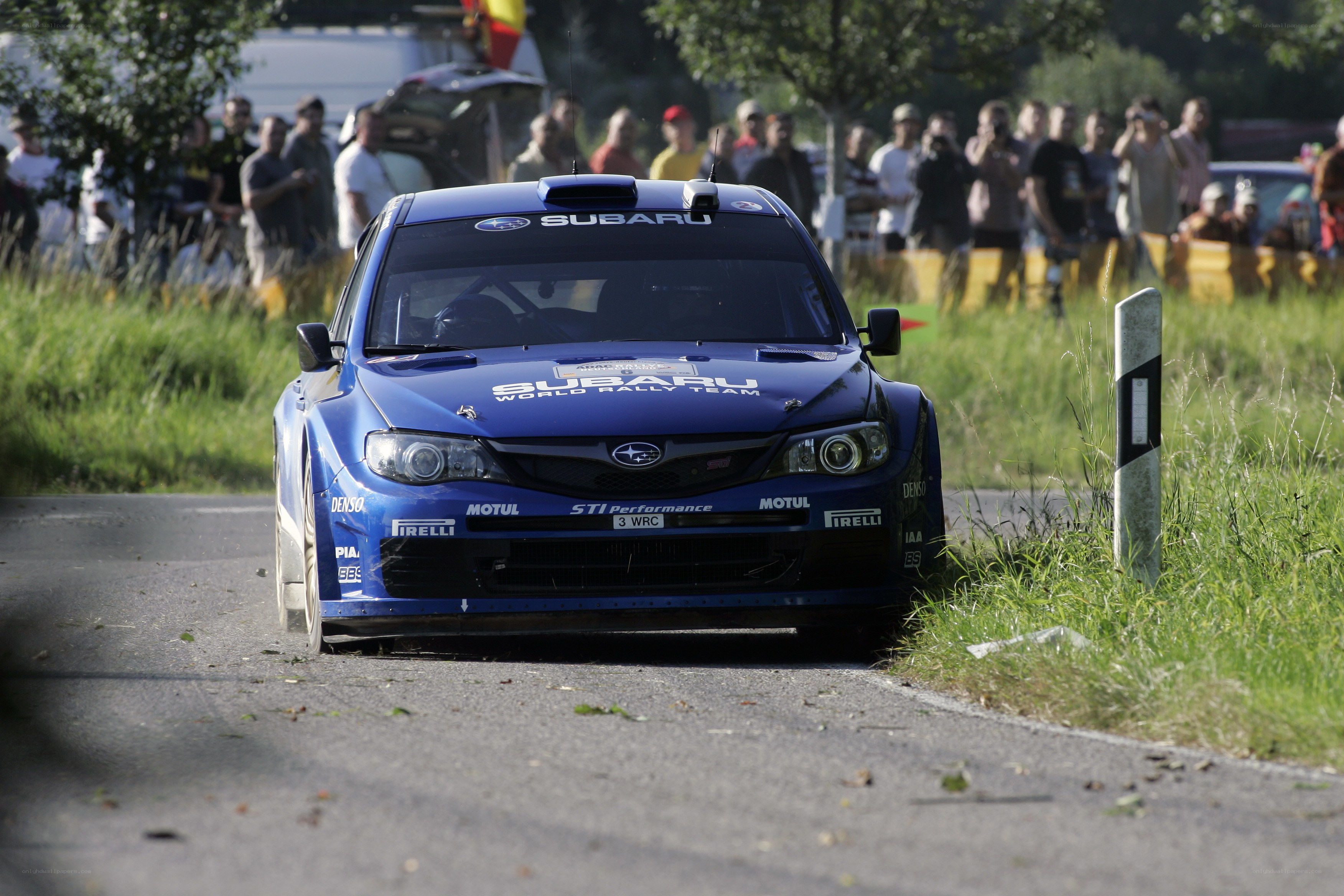Subaru rally car on track