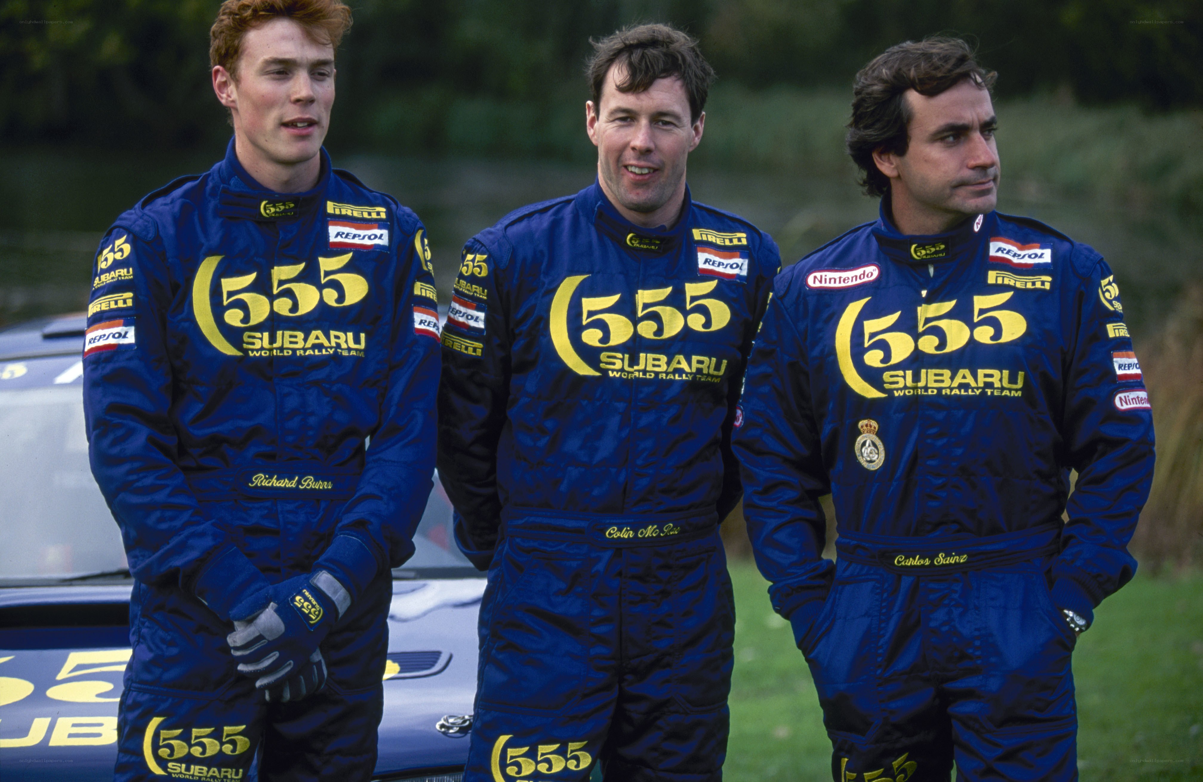 Subaru rally team members