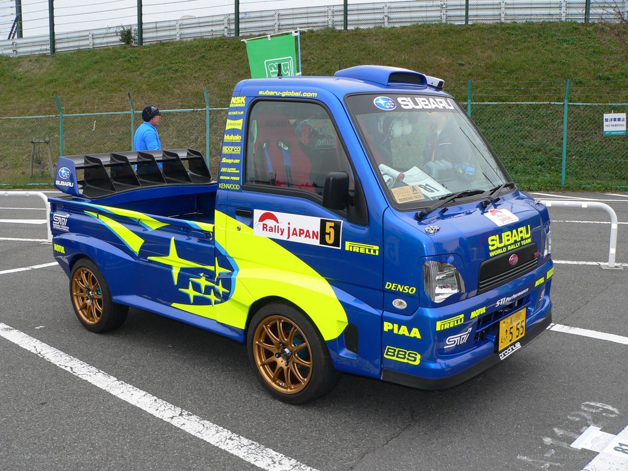 Subaru rally truck at event