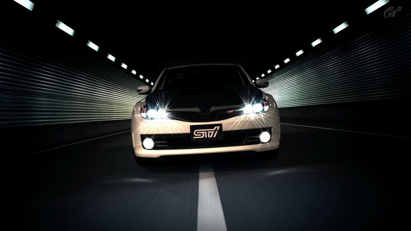 Subaru STI in a tunnel