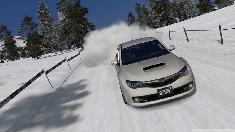 Subaru STI on snowy rally track