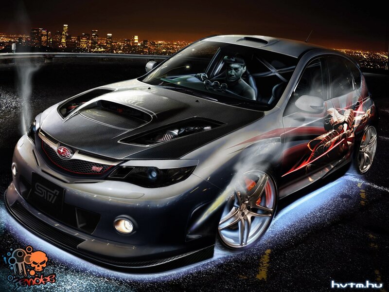 Subaru STI with custom graphics
