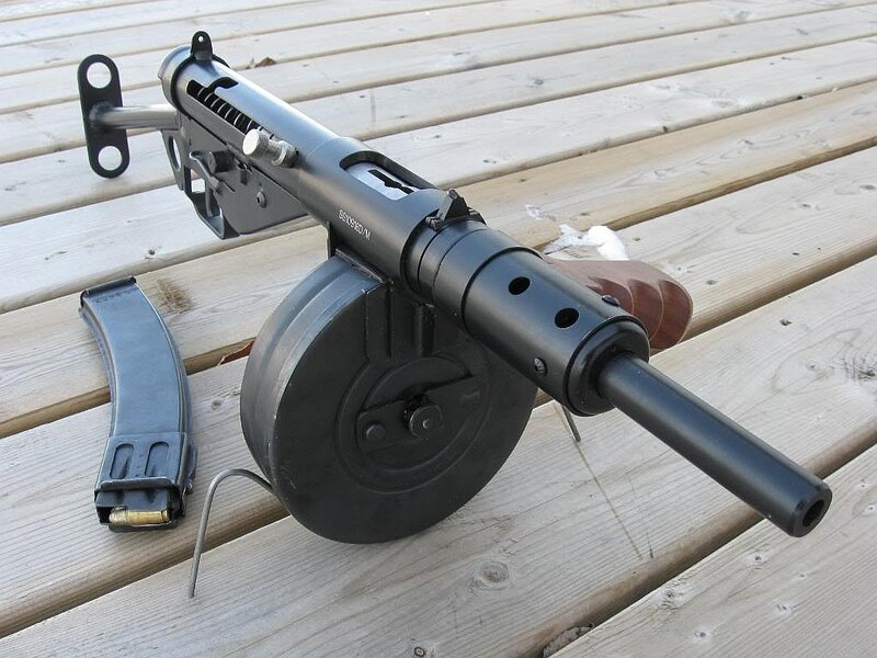 Submachine Gun with Drum Magazine — Black