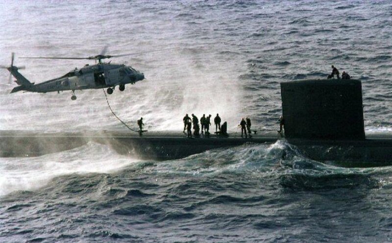 Submarine and Helicopter