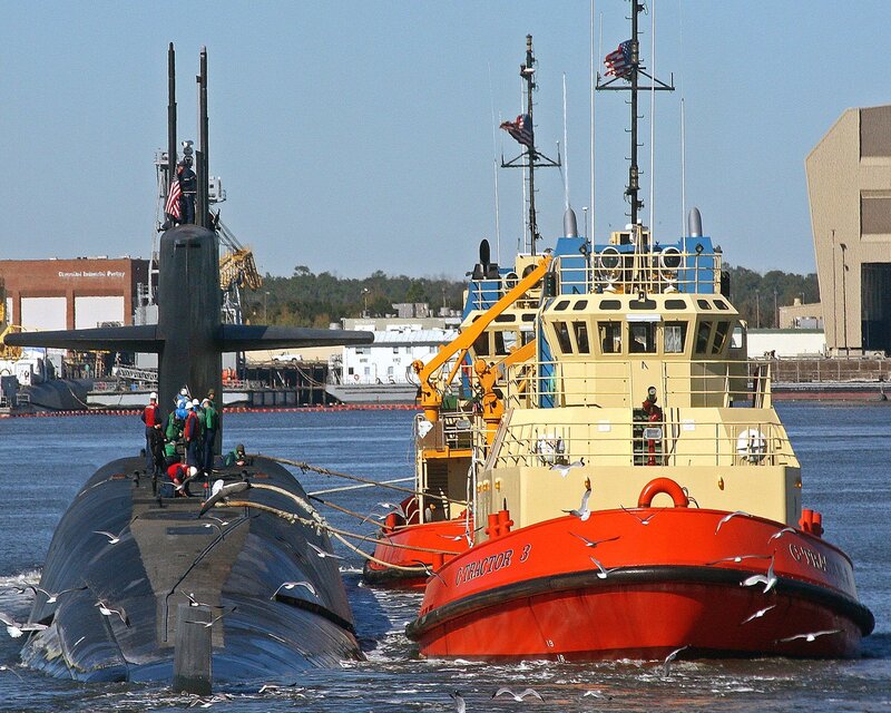 Submarine and Tugboat