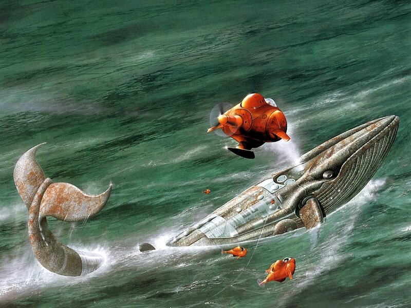 Submarine and whale encounter