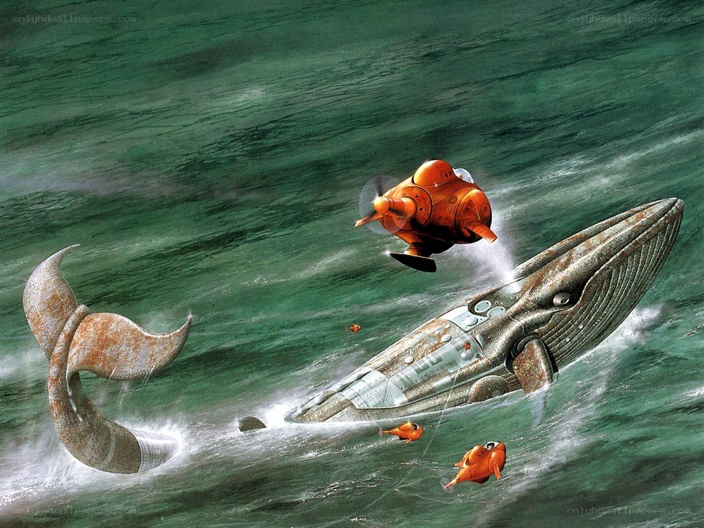 Submarine and whale encounter