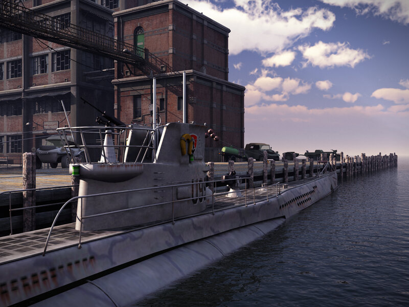 Submarine at a dockyard