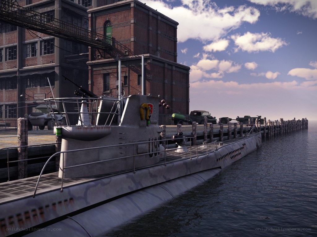 Submarine at a dockyard