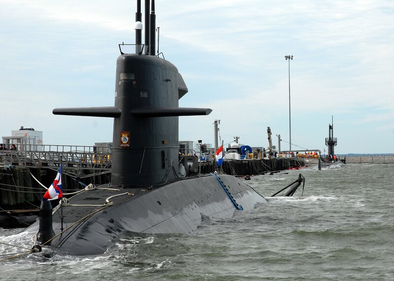Submarine at Dock — Gray, Calm, Afternoon