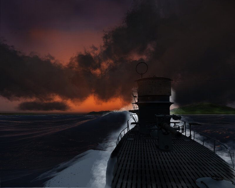 Submarine at Sea — Black