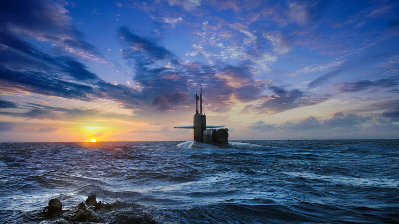 Submarine at Sea — Blue, Dramatic