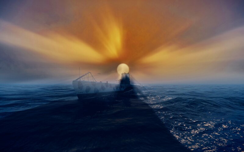 Submarine at Sea — Blue