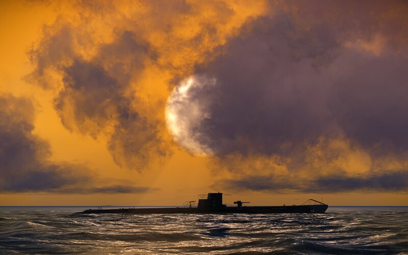 Submarine at Sea — Orange