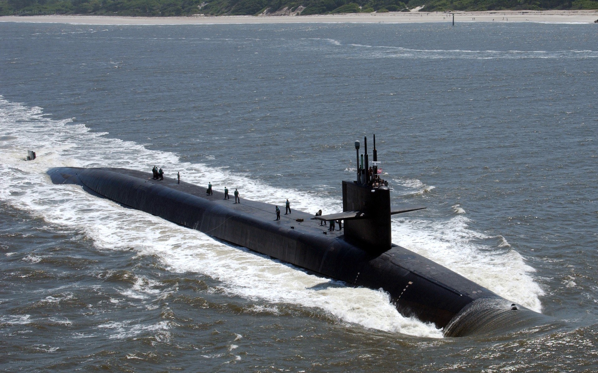 Submarine at sea surface
