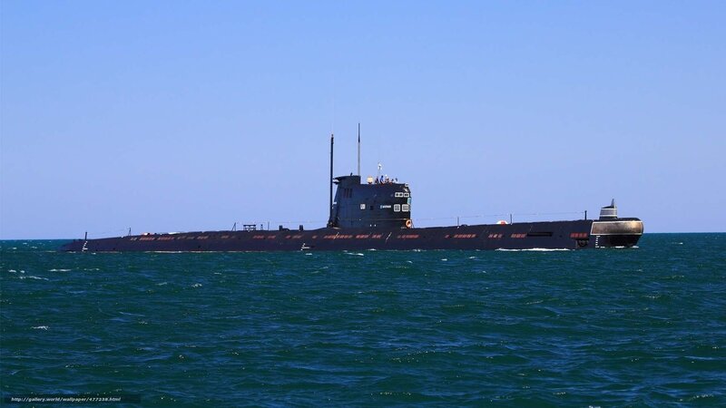 Submarine at sea surface