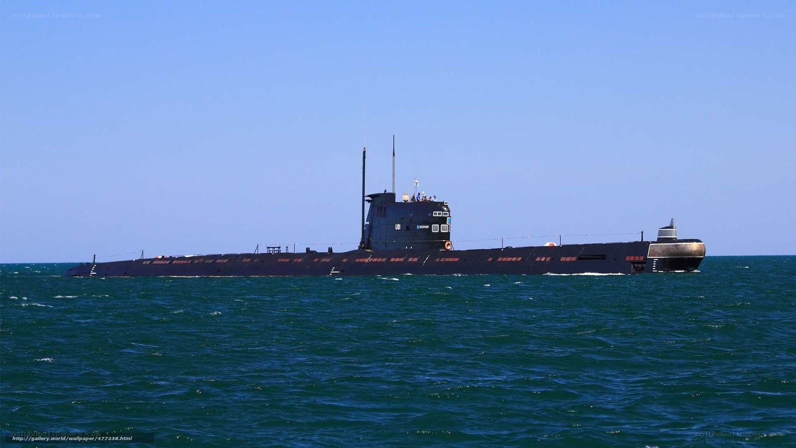 Submarine at sea surface