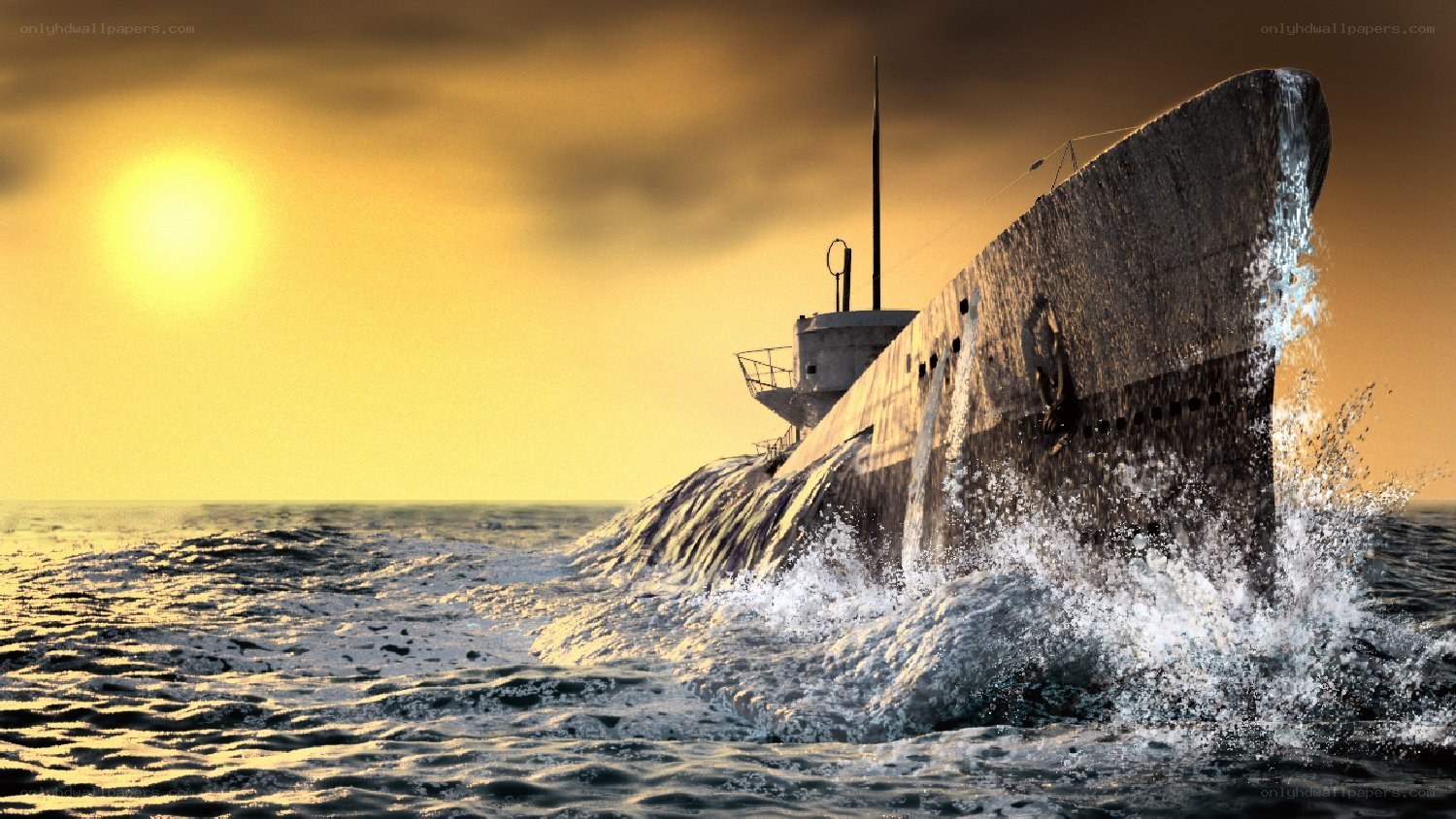 Submarine at sunset