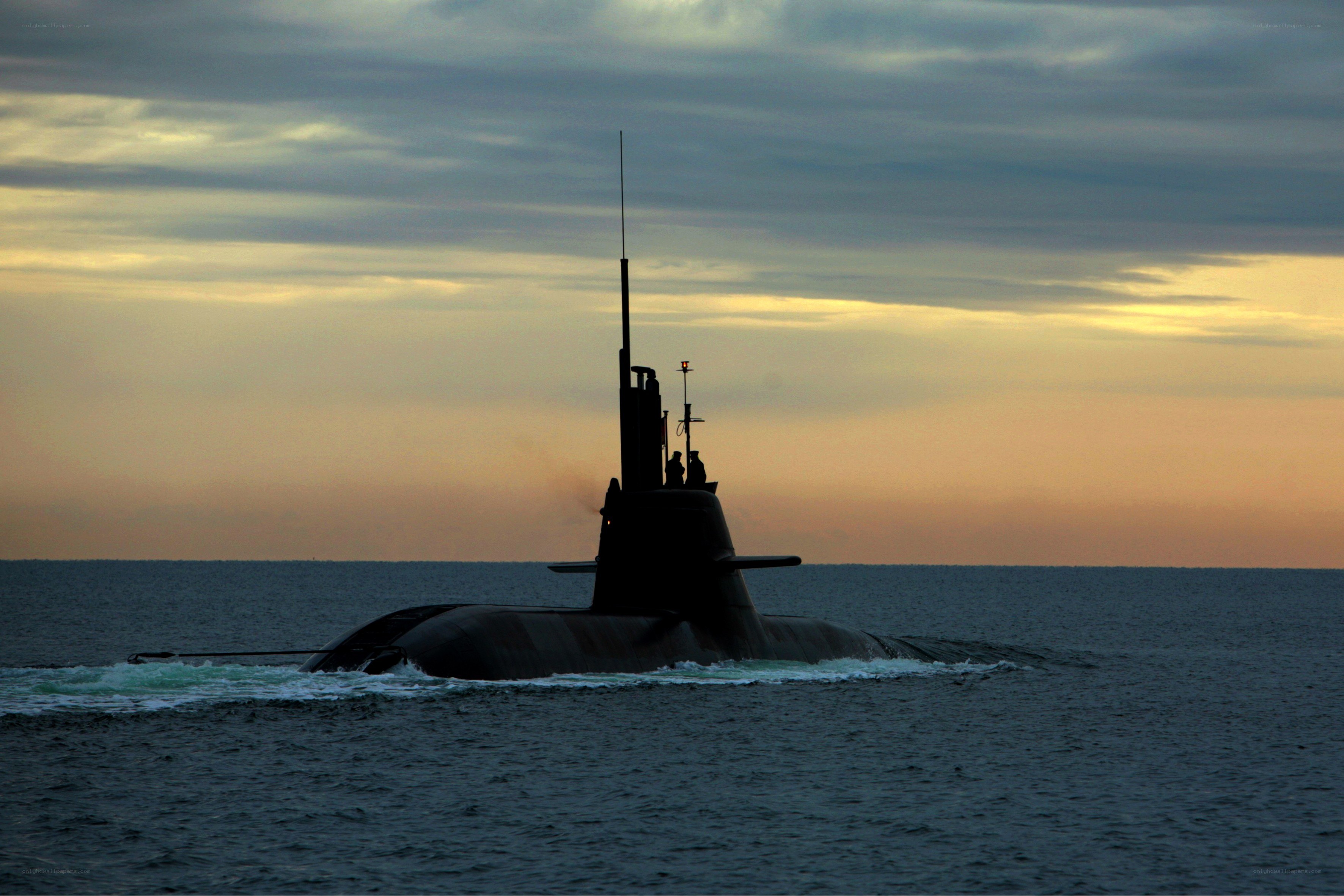 Submarine at sunset