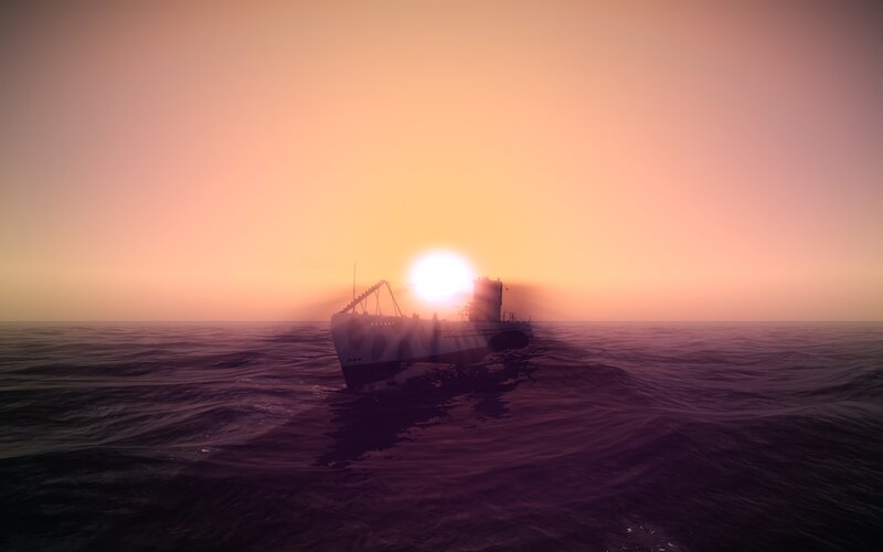 Submarine at Sunset — Orange, Serene