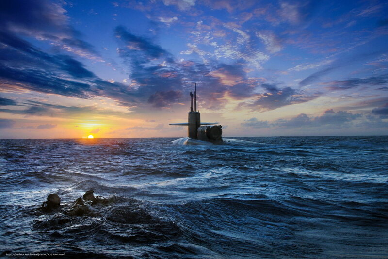 Submarine at sunset