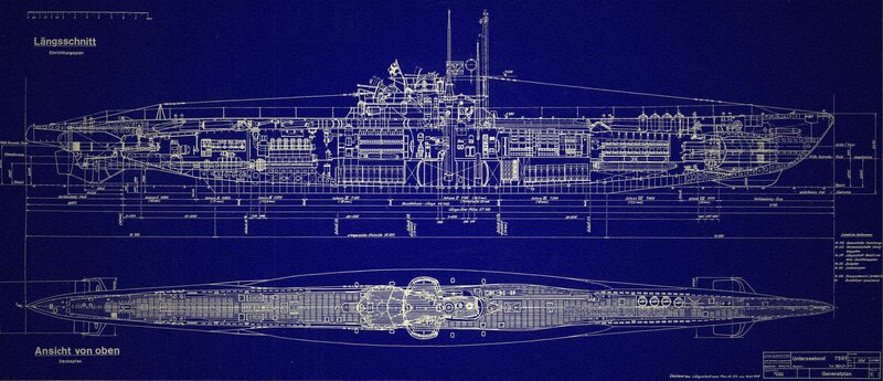 Submarine Blueprint — Blue