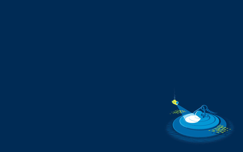 Submarine Exploring Ocean — Blue