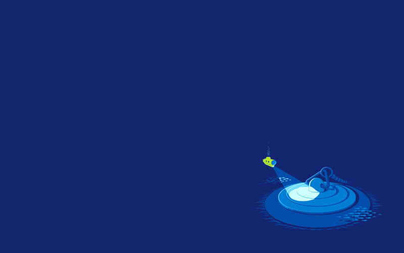 Submarine exploring ocean floor