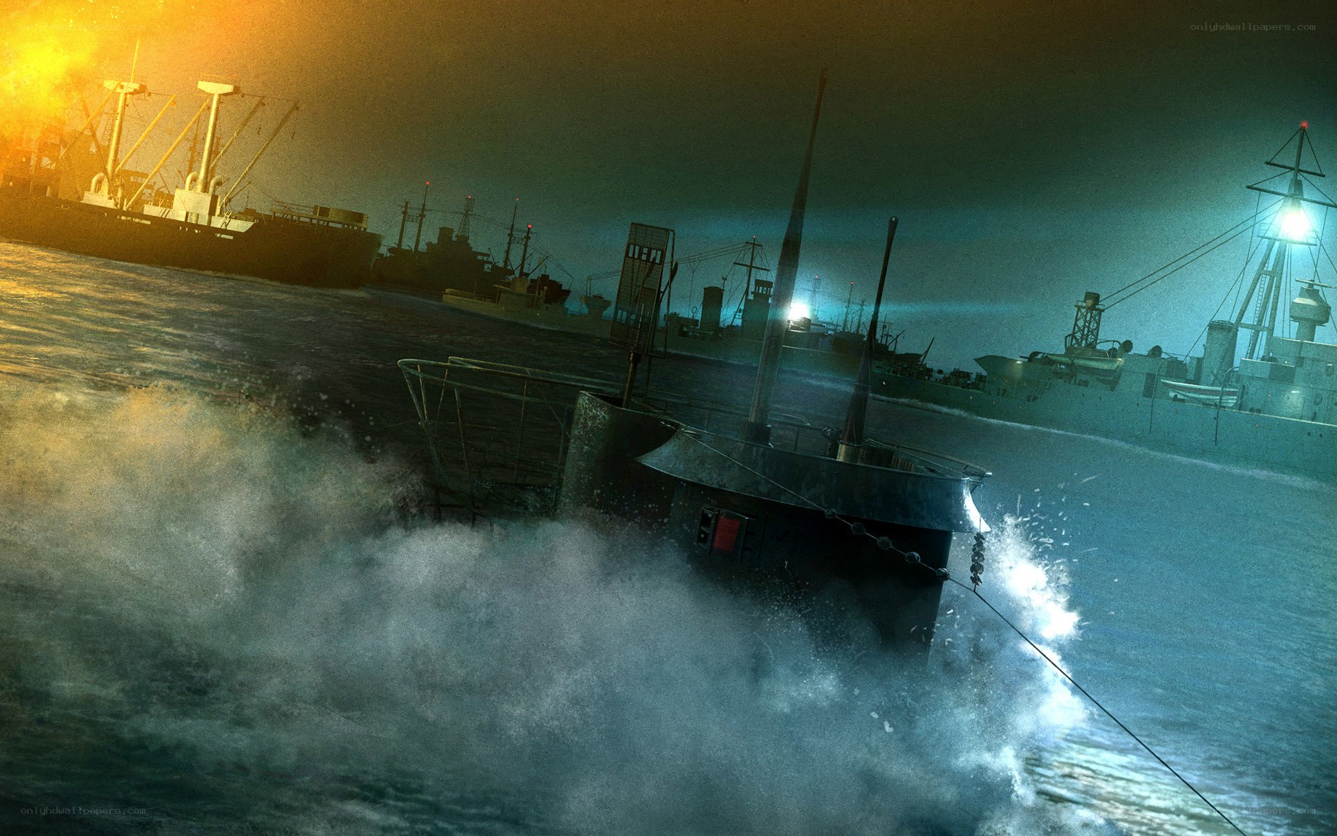Submarine in a naval battle