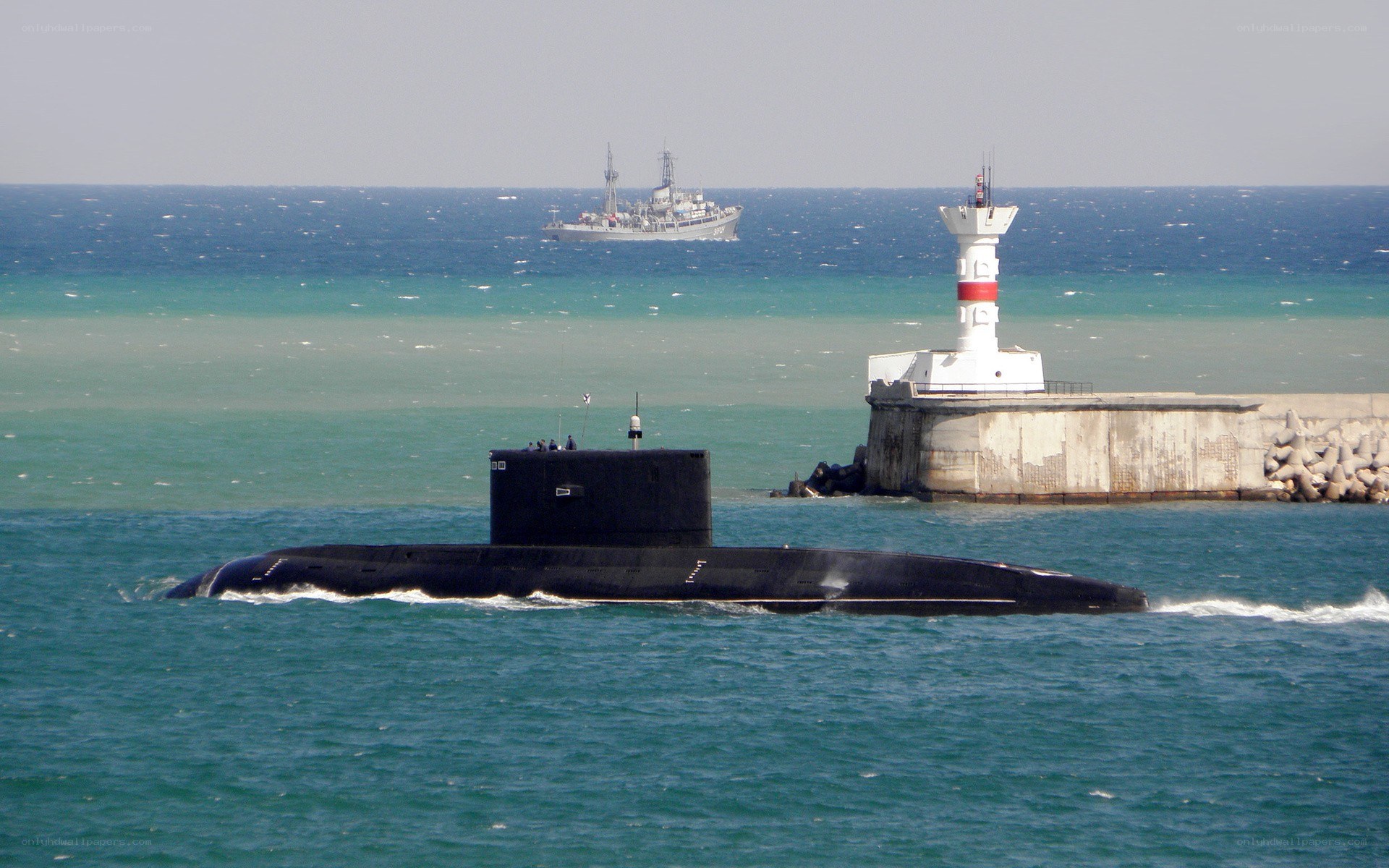 Submarine in coastal waters