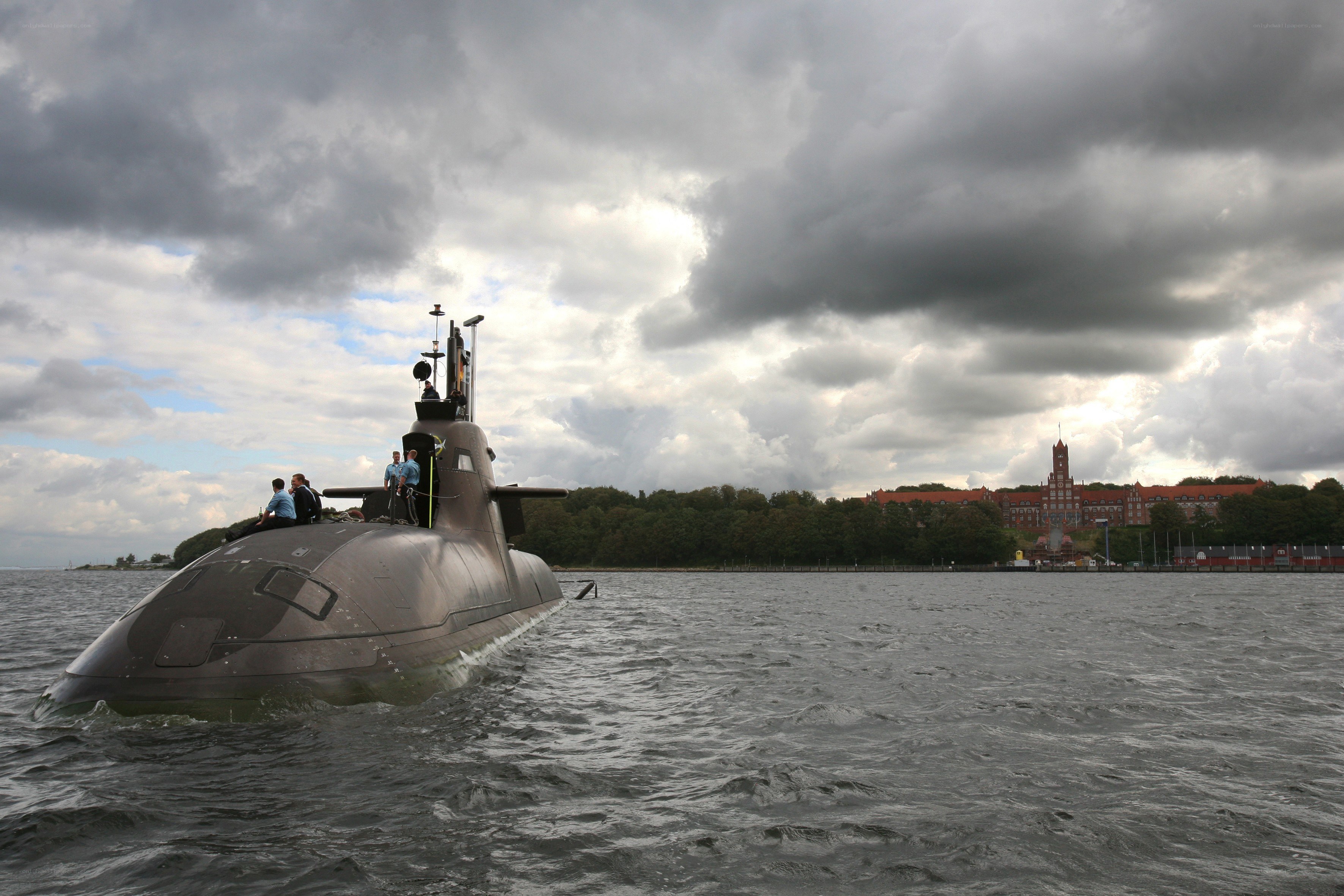 Submarine in coastal waters