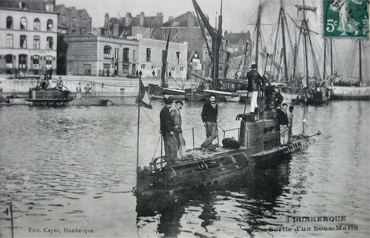 Submarine in harbor