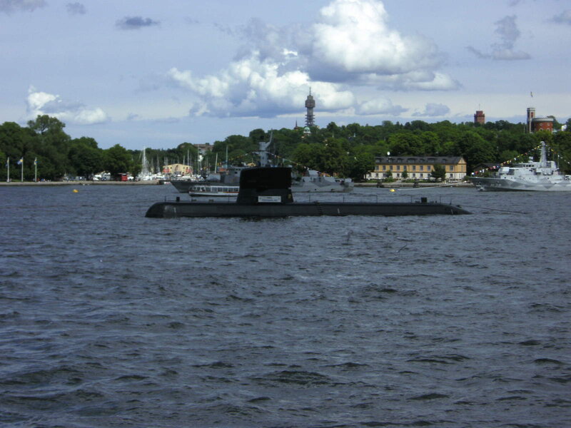 Submarine in harbor