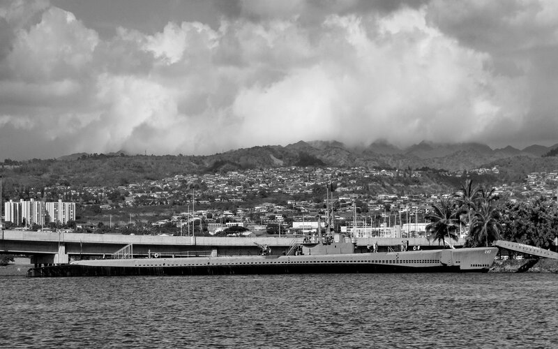 Submarine in Harbor — Black, Dramatic
