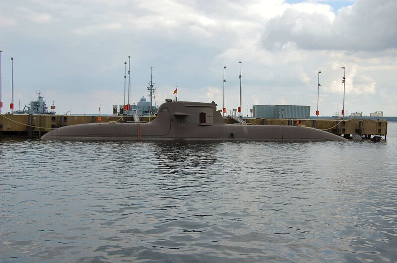 Submarine in Harbor — Gray, Calm, Afternoon, Photograph, Ship