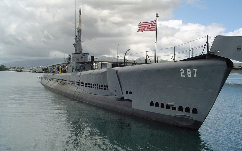 Submarine in Harbor — Gray, Calm