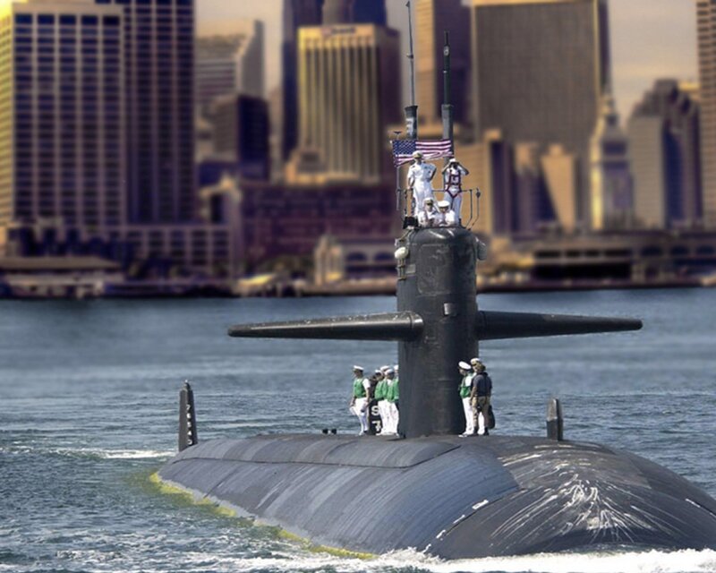 Submarine in Harbor — Gray, Dramatic, Afternoon