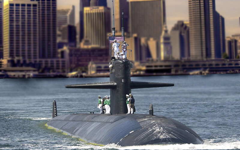 Submarine in Harbor — Gray, Dramatic